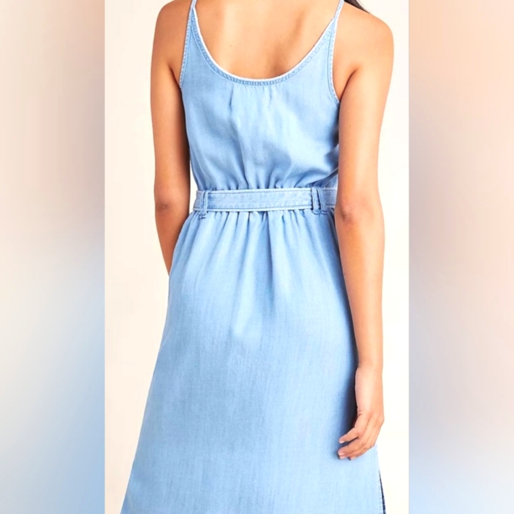Stone and Cloth by Anthropologie Surplice-front Supersoft Chambray Midi Dress XS - Picture 4 of 12